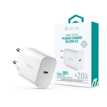   Devia hálózati töltő adapter Type-C bemenettel - 20W - Devia Smart Series PD    Quick Charger V2 - fehér