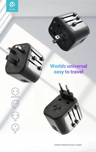 Devia többfunkciós globális hálózati töltő utazó adapter (UK/EU/USA/USA/Japán/AU)